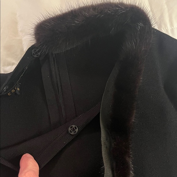 Escada Black dress with real mink fur trim - Picture 6 of 10